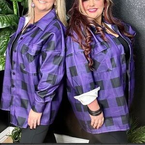 ✨NWT Purple & Black Buffalo Plaid Checkered Super Soft Thick Shacket